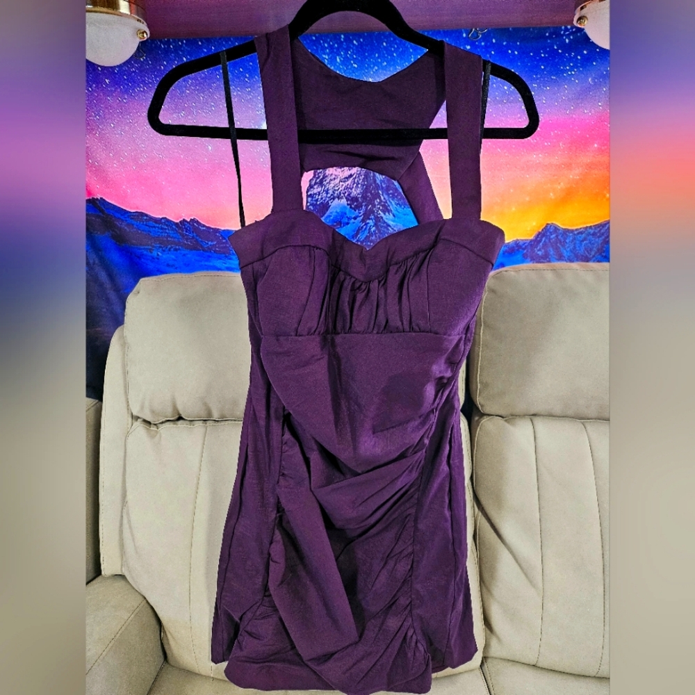 Semi Formal Short Purple Dress with textured middle section size 12